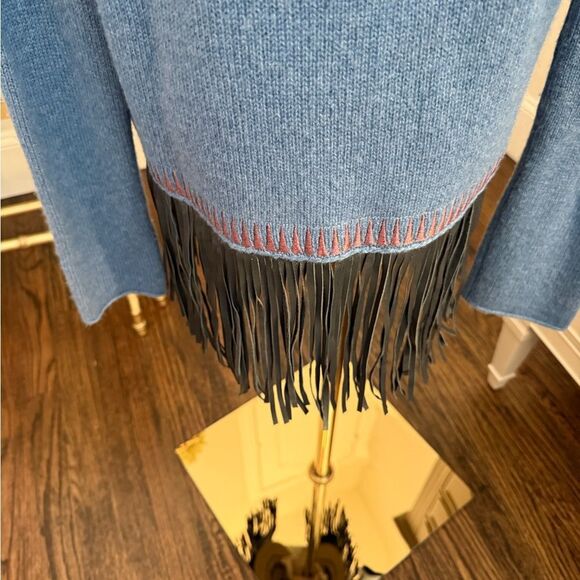 NWT Zadig & Voltaire Marla Cashmere/ Leather
Fringe Cardigan Boho Rock - Picture 7 of 10